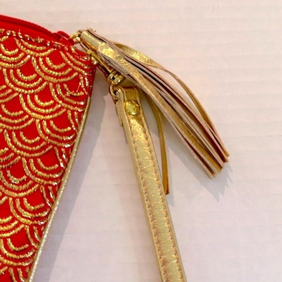 Stephanie Johnson Brocade Makeup Cosmetic Bag Women's 9" Red‎ Gold Tassel NWOT - Picture 3 of 5